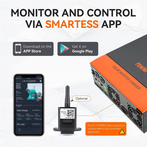 Beast 5000W Solar Inverter 48V To 120V Pure Sine Wave With Built-In 80A MPPT Controller with smartphone app control screen