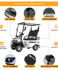 Kick Around With This Hella Smooth Electric Golf Cart Featuring Roomy Storage Box And 800W Motor Power Perfect For Seniors Adults Doubles As Mobility Scooter For Courses Beaches Farms features car wipers, foot brake, tail storage box, and remote locking.