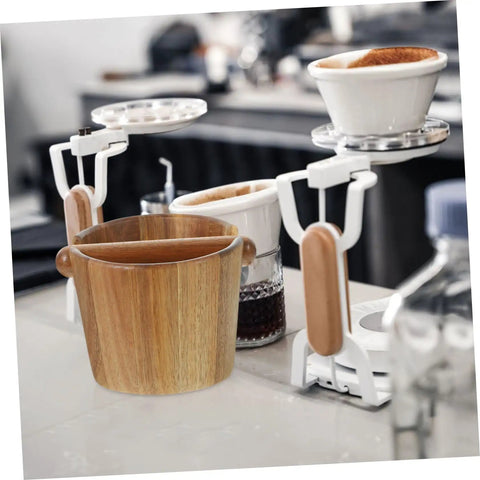 Solid Build Wood Semi Automatic Espresso Grounds Knock Box Splash Shield Coffee Waste Bin Catcher For Home Barista Brewing Station