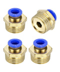 4 Pack Push To Connect Fittings For 0.31 Inch OD Tube One Half G Brass Pneumatic Male Adapters With Quick Connect Air Line Fittings For Factory Pneumatic Systems Blue