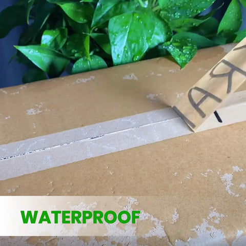 Heavy Duty Kraft Paper Packing Tape For Moving And Shipping, Eco Friendly Biodegradable, shown sealing a wet cardboard box