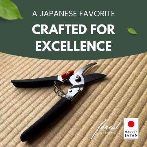 Japanese Made Bypass Pruning Shears for Serious Garden Work, 7.9 Inch Long, fluorine coated blade on woven mat