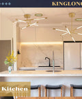 6 Light Gold Sputnik Flush Mount Chandelier Led Ceiling Light Dimmable 4000K Modern Mid Century Vibe For Kitchen Island over counter