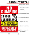 Catch Those Sneaky Trash Hogs With These 2 Pack Heavy Duty Aluminum No Dumping Signs 14x10 inch 24 hour surveillance design.