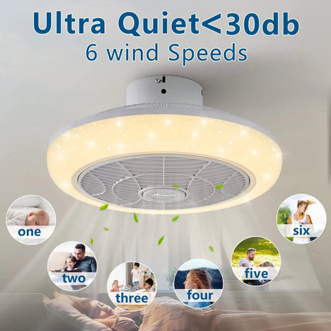 18-Inch Ceiling Fan With Lights Remote Control, 3 Color Temperature Options, 6 Speeds, White Low-Profile Flush Mount Ceiling Fan