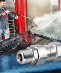 Pressure Washer Swivel Fitting Three-Eighth NPT Stainless Steel 360 Degree Kink-Free Connector High-Pressure 5000 PSI Joint For Hoses Quick And Easy Attachment Durable Steel Build For Heavy-Duty Cleaning on pressure washer hose