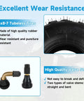 16x8-7 ATV Tire Tubeless All-Terrain Replacement For Tao Tao Coolster with valve stems, showcasing wear resistance and material.