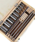 Keyway Broach Set 18 Piece HSS Keyway Cutting Tools For CNC Milling Includes 4mm 5mm 6mm 8mm Cutters And 12 To 28 Bushings in box