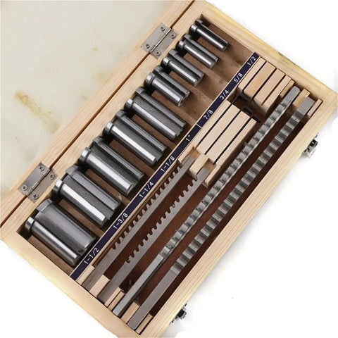 Keyway Broach Set 18 Piece HSS Keyway Cutting Tools For CNC Milling Includes 4mm 5mm 6mm 8mm Cutters And 12 To 28 Bushings in box