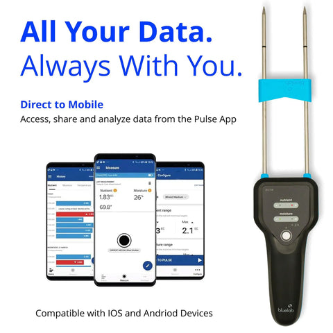 Pulse Meter Handheld Soil Tester With TDS Moisture And Temperature Readings From The Root Zone for plant health, mobile app compatibility.