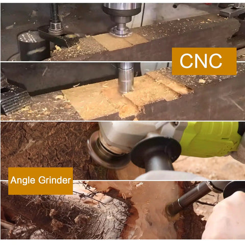 Indexable Replacement Blade Wood Engraving Set For Angle Grinder And CNC Machining demonstrated on wood