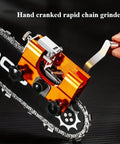 Portable Hand Crank Chainsaw Sharpening Tool With Five Titanium Diamond Bits for Quick Sharpening on a chainsaw blade