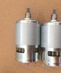 Badass 775 Brushed Micro Motor Replacement Part for Electric Wrench with 7 Tooth Gear showing two motors with silver housing.