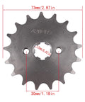 Front 17T sprocket from 428 Chain And Sprocket Kit With 37 Tooth Rear Sprocket 52mm ID Fits 50cc 70cc 90cc 110cc 125cc And 250cc Pit Dirt Bikes ATVs Quad Bikes And Motorcycles Front 17T Sprocket Included For Smoother Acceleration And Ride-Ready Power Boost.