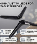 Replacement TV Stand Legs For 40 To 43 Inch Televisions, Durable Plastic Feet With Screws And Foot Pads, Secure Mounting Bracket, Black Minimalist