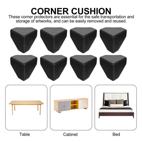 Reusable Black Corner Protectors Set 100 Pieces Plastic Box Guards Safety Pads To Prevent Furniture Table Damage During Transport