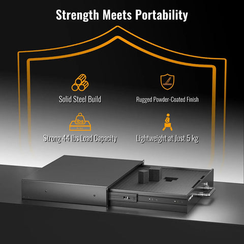 2U Locking Rack Drawer With Beefy Metal Build, Pre-Cut Foam, Smooth Sliding And Secure Latch, showcased open with foam inserts