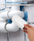 Hand installing 10 Pack PVC Pipe Leak Repair Adapter Kit 75mm Open Union Connector For Drain Pipes Maintenance And Quick Plumbing Leak Repair DIY Emergency Patch Seamless Pipe Fitting For Home And Industrial Plumbing