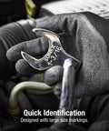 Gloved hand holding 1-3/16 inch wrench from One Half Inch Drive Jumbo SAE Crowfoot Wrench Set From One Inch To One And Three Eighths Inch.
