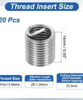 Mechanical diagram showing M10x1.5 metric wire thread insert size details, 304 stainless steel coil sleeve for tough repairs.