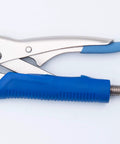 Close-up of locking welding pipe pliers with ergonomic grip for secure clamping and welding efficiency