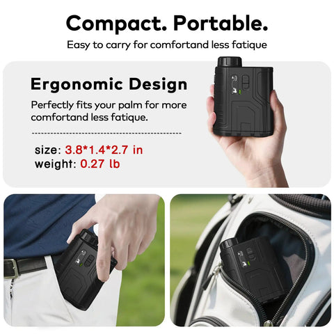 Compact 1200Yards Golf Range Finder With Slope And Flag Lock Vibration 7X Magnification Lightweight Rechargeable Handheld
