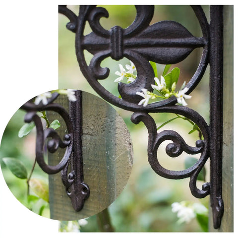 Heavy Duty Iron Corner Braces Tough As Nails Floating Shelf Supports Wall Mounted Triangle Plant Stand Steel L Brackets Set Of Two detail close-up