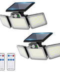 280 LED Solar Flood Security Lights with Remote Control Outdoor Motion Sensor Lights Waterproof for Porch Patio Yard Garage 2 Pack