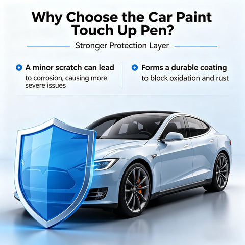Tesla Pearl White PPSW Touch Up Paint Kit For Rock Chips And Scratches 2 In 1 Car Scratch Repair Pen Exact Color Match shown with car