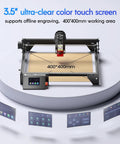 Powerful 5W Laser Engraver With 3.5 Inch Touch Screen, 400x400mm Working Area for DIY Projects, showcasing interface options.