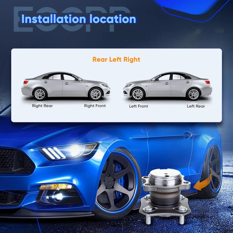 Pair Of Rear Wheel Hub Bearing Assemblies With ABS 4 Lug Direct Fit Plug And Play Drop In Replacement For Nissan Sentra 2007 2008 2009 2010 2011 2012 Premium Quality Durable Long Lasting Vehicle Safety installation location