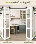 32 By 84 Inches Sliding Bifold Barn Door With Clear Glass Top Shelf Space Saving Interior Panel For Tight Spaces Bedroom Pantry Laundry Smooth Operator, open both ways.