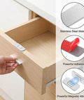 Ultra Thin Magnetic Cabinet Catch Set 20 Pack EZ Install Self Adhesive No Drill Drawer Latches in wooden kitchen drawer