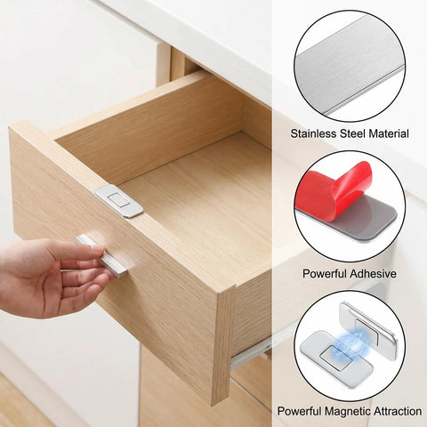 Ultra Thin Magnetic Cabinet Catch Set 20 Pack EZ Install Self Adhesive No Drill Drawer Latches in wooden kitchen drawer