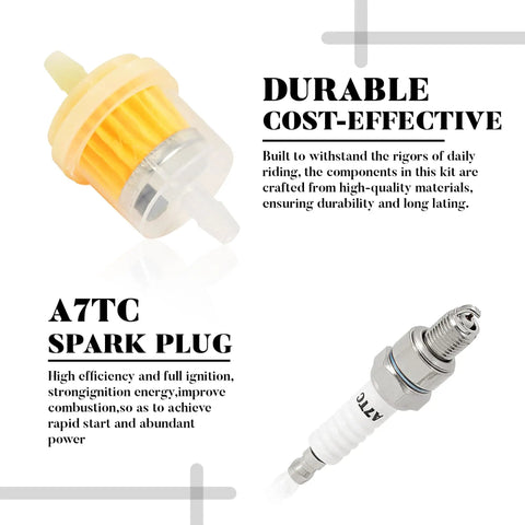 Beefed Up High Performance 6 Pin AC CDI Box Ignition Coil Kit With A7TC Spark Plug and durable fuel filter components