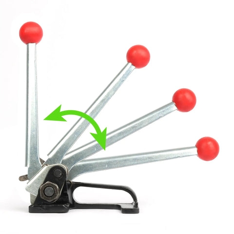 Rock Solid Steel Strapping Tensioner Tool For Pallet Packaging Banding 1/2 To 5/8 Inch Steel Strap high break strength with red handles.