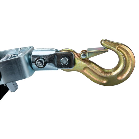 Close-up of metal hook on Power Puller 4 Ton Capacity Heavy Duty Beast Cable Winch For Rolling Objects And Vehicle Recovery