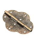 Close-up of Two Pack Antique Bronze Cabinet Hinges Heavy Duty Furniture Fittings for Wooden Boxes showing design details.