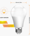 Automatic Dusk To Dawn Outdoor Light Bulb 9W Equivalent To 100W LED E26 A19 120V Cool White 6000K With Built In Photocell Sensor