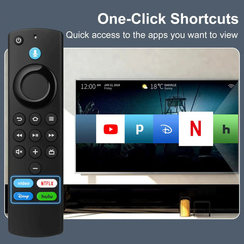 Replacement Remote For Fire TV Sticks And Smart TV Cubes With Voice Control, green Hulu button, TV app shortcuts display