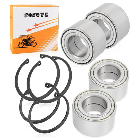 Front And Rear Wheel Bearings Kit With Circlips For Ranger Sportsman Ace Hawkeye Vehicle, includes sealed units and clip rings.