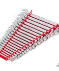 19 Tool Wrench Organizer Rack For 1/4 To 1-1/4 Inch Wrenches, Red Finish, Grab-And-Go Quick Access Slots, Built Tough Steel, Made In USA