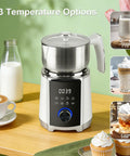 All In One Milk Frother And Steamer With Detachable Base Automatic Warm And Cold Foam Maker Adjustable Temperature 600 ml White