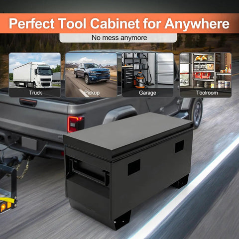 Built Tough 36 Inch Heavy Duty 16 Gauge Fully Welded Steel Tool Box With Mechanical Lid Support And Sturdy Bottom Feet For Work Trucks Trailers And Garage Bays