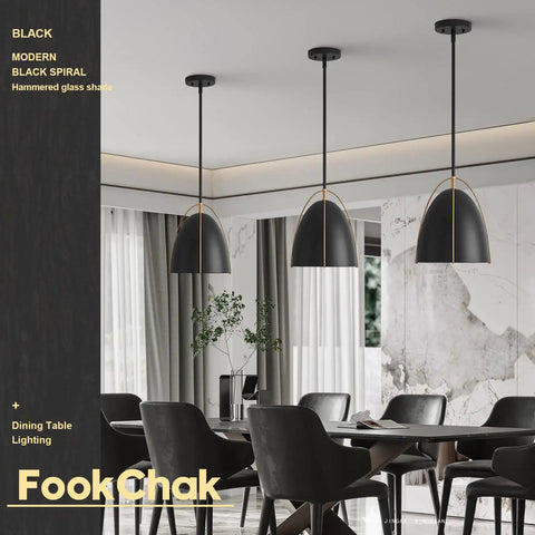 Black Dome Pendant Light For Kitchen Island, 10 Inch Dope Modern Black And Gold Ceiling Fixture With E26 Socket Setup