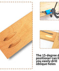 Pocket Hole Jig Kit For Woodworking With 15 Degree Drill Guide And Durable Aluminum Fixture in use showing oblique holes