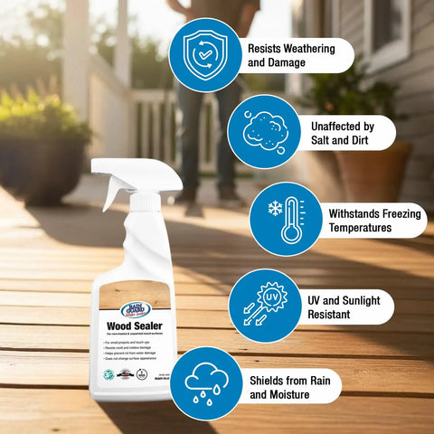 Wood Sealer Spray For Outdoor Wood Protection, 16 Oz Hydrophobic Water Repellent Finish For Decks, Fences, And Floors