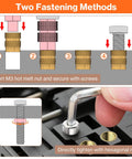Diagram showing two fastening methods for Heat Set M3 Threaded Inserts Kit With 60W Digital Soldering Iron 360Pcs.