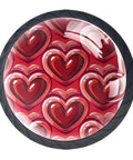Solid Four Piece Set Of Red Heart Painted Glass And Abs Cabinet Knobs With No Sweat Installation Heavy Duty Stainless Steel Screws For Kitchen Drawers Cupboards And Dressers Today - close-up of patterned heart glass knob.