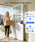 Zero Drama Fingerprint Keypad Smart Door Knob With Snappy Bluetooth Link And Solid Matte Black Housing for easy keyless entry.